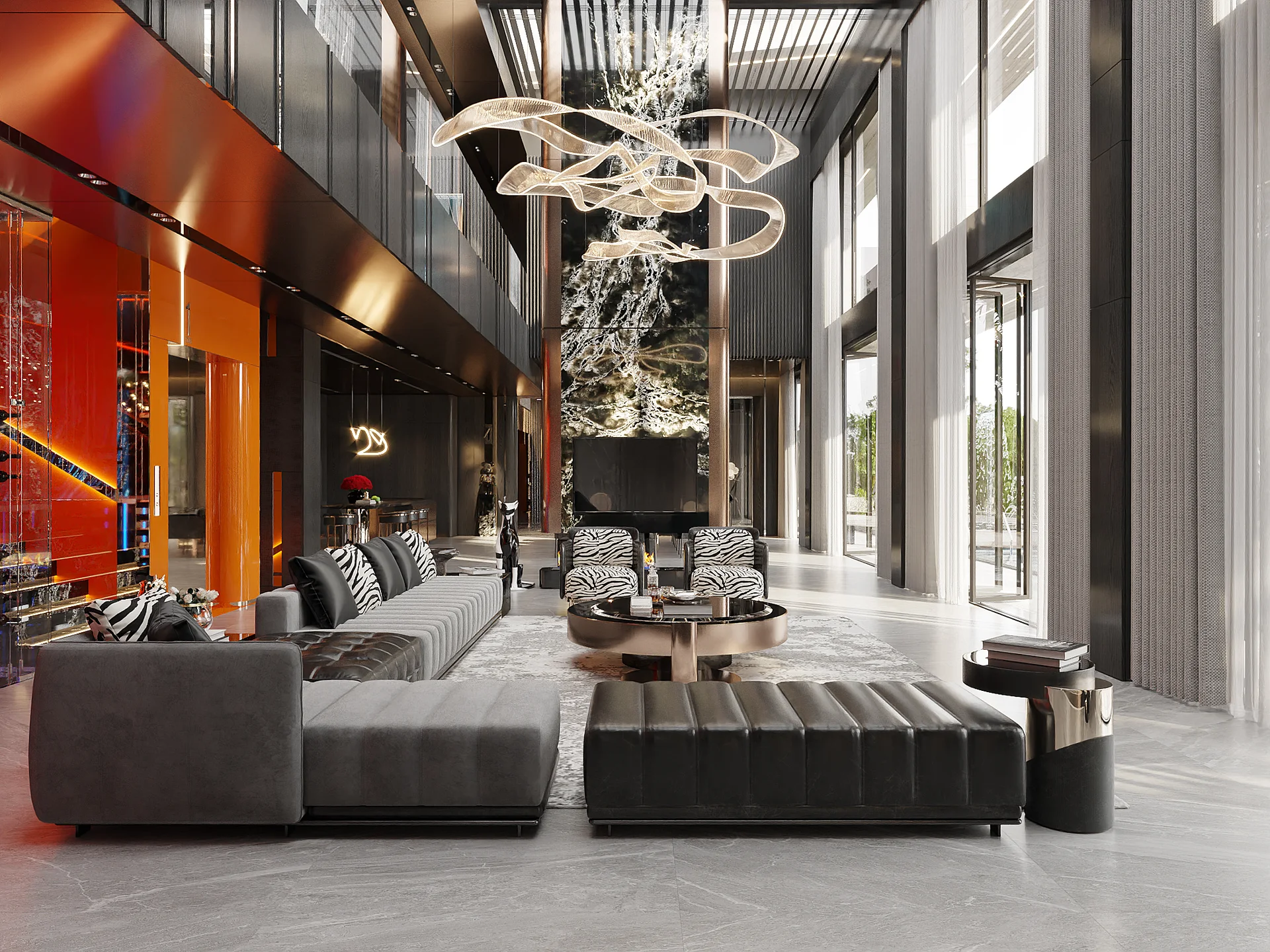 Cụm sofa trong không gian thông tầng